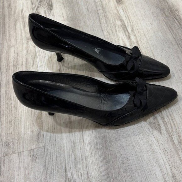 Stuart Weitzman black patent leather  9.5 point toe shoes - Picture 3 of 13